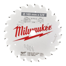 LAME SCIE CIRCULAIRE BOIS MILWAUKEE Ø165 AL15.87MM 24 DENTS